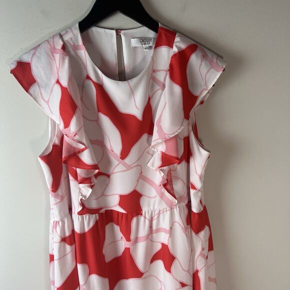 Crosby By Mollie Burch Dress Womens Large Ruffled Sleeves Floral Lined - Picture 2 of 6